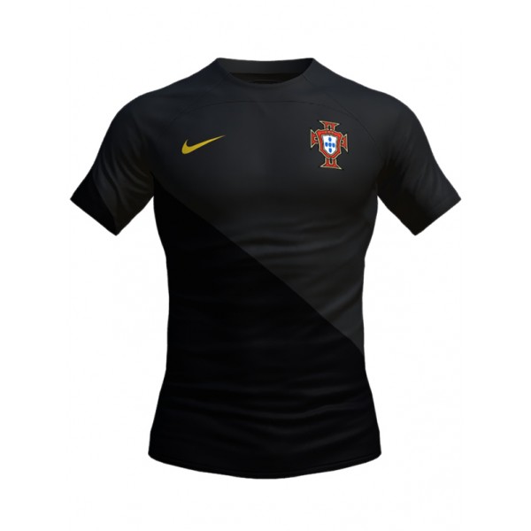 Portugal night mode jersey soccer uniform men's black football kit sports top shirt 2024 Euro cup